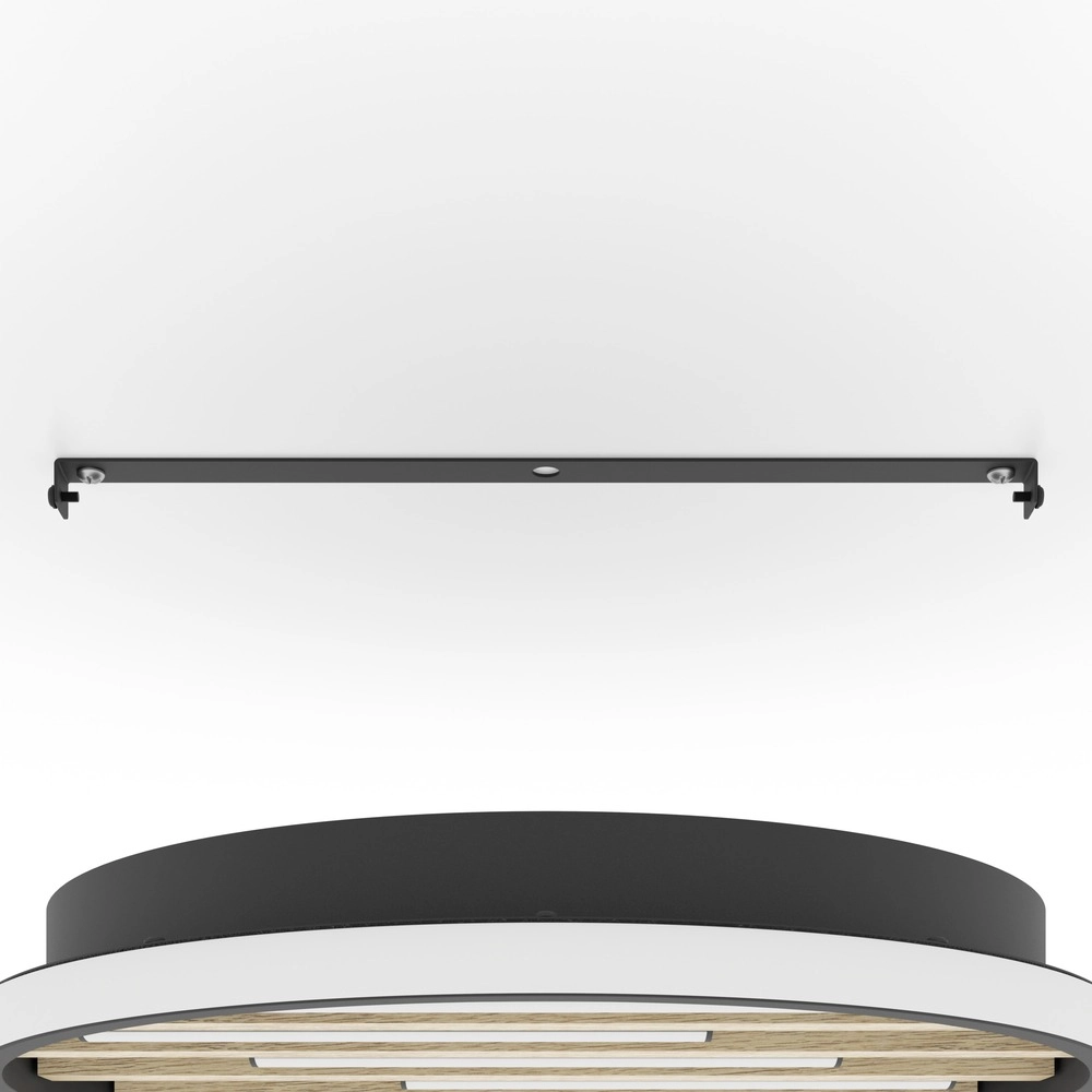 Moderne Deckenlampe Cembrano Rund schwarz mit Holz Eglo 9008606388134