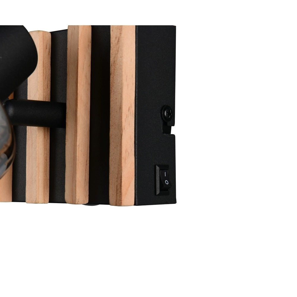 Wandlampe Travia Schwarz mit Holz Trio 4017807682588