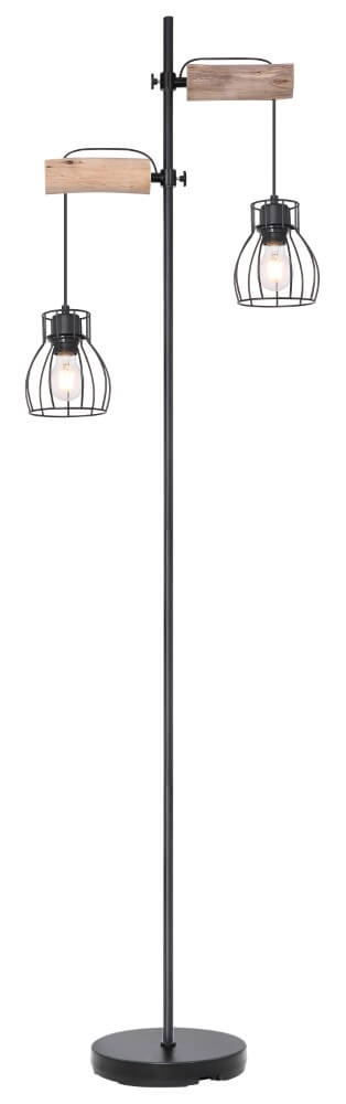 Stehlampe Mina schwarz mit Holz Globo 9007371389629