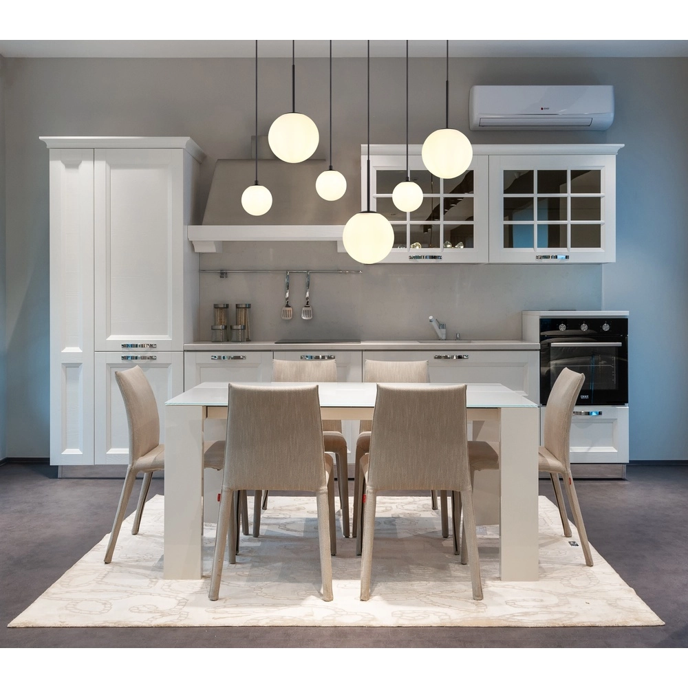 Design-Pendellampe Hallie 6-Licht Schwarz mit weißen Kugeln Globo 9007371448920