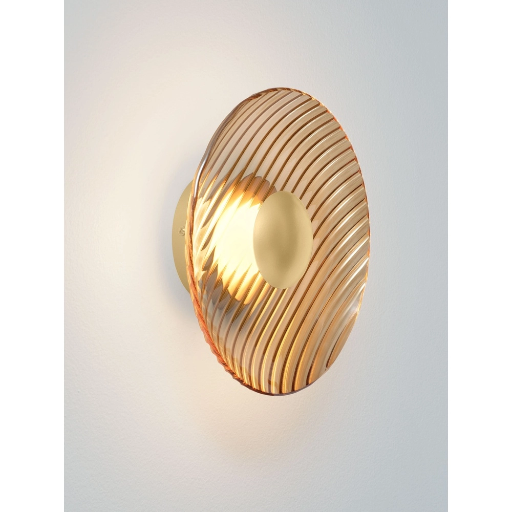 Wandlampe Lavina Gold mit Bernsteinglas Ø 25 cm