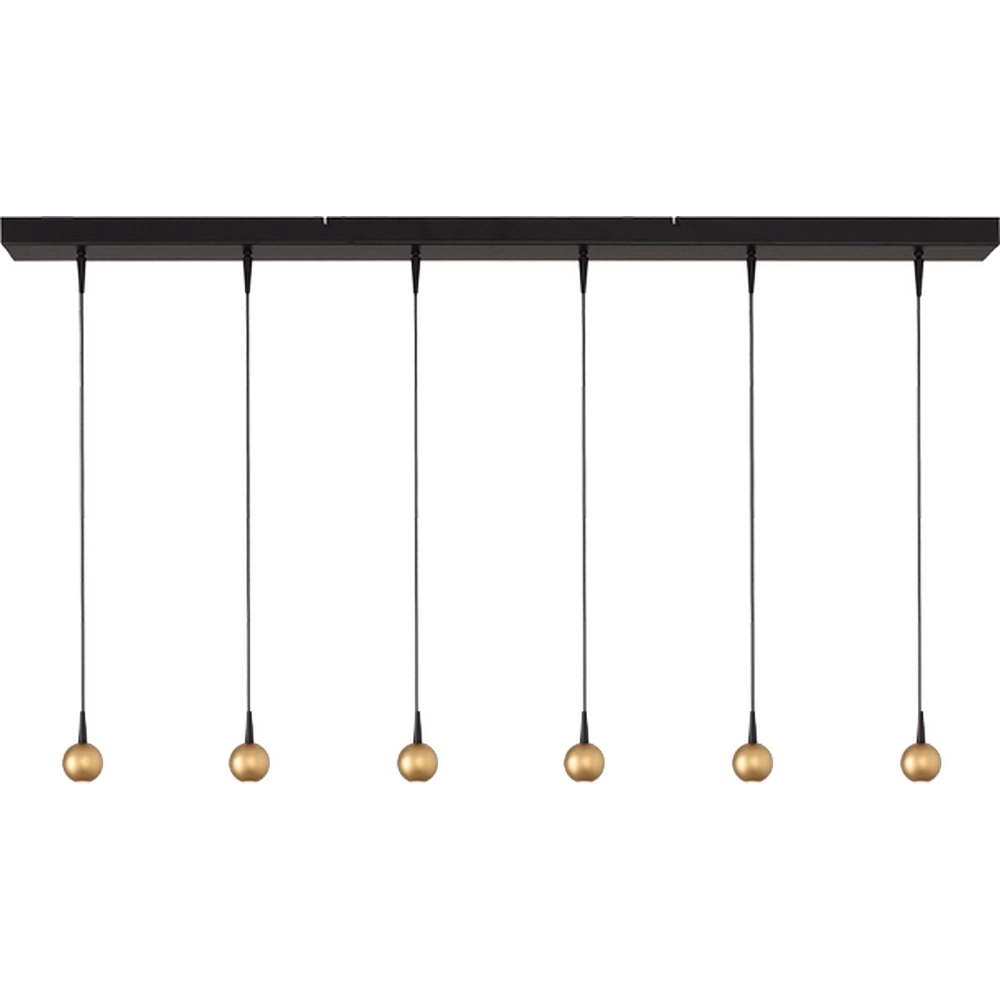 6-Licht Pendellampe Talana schwarz mit goldener Ø 6 cm DTW