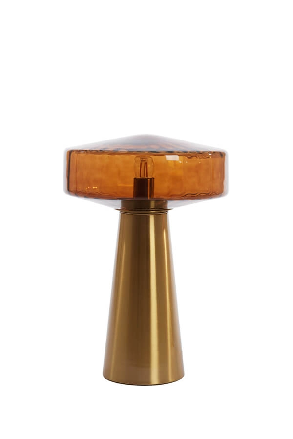 Tischlampe Pleat gold mit braun Ø 30cm Light & Living 8717807687724