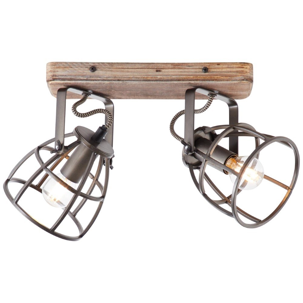 Deckenleuchte Matrix Beam 2-flammige Kupferbronze mit Holz Brilliant 4004353372469