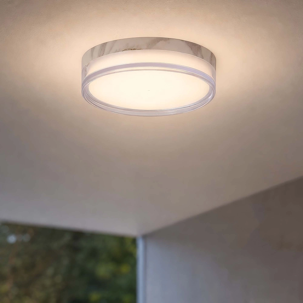 Deckenlampe Button Ø 30 cm weißer Marmor Searchlight 5,05342E+12