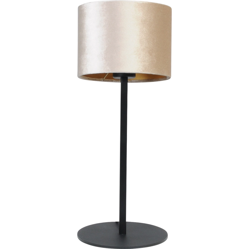 Schwarze Tischlampe Venus mit sandfarbenem Lampenschirm