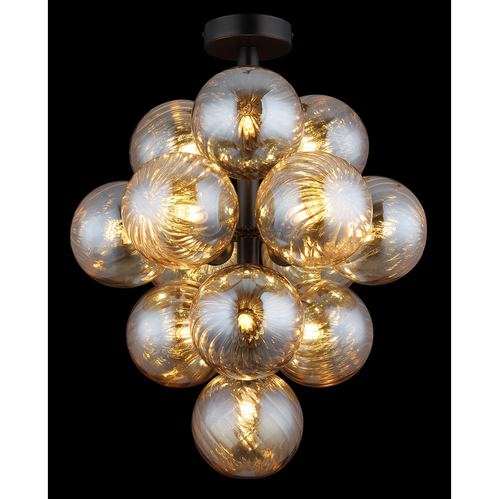 Schwarze Deckenlampe Conor mit Bernsteinglas Globo 9007371518173