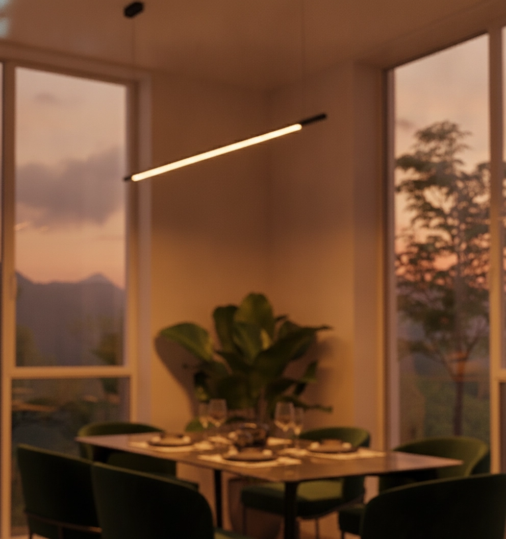 Schlanke Pendelleuchte Brillia schwarz 120cm