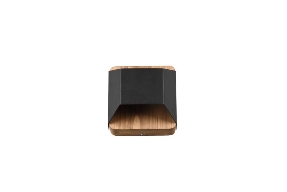 Wandlampe Arino 12cm schwarz mit Holzbraun Trio 4017807502756