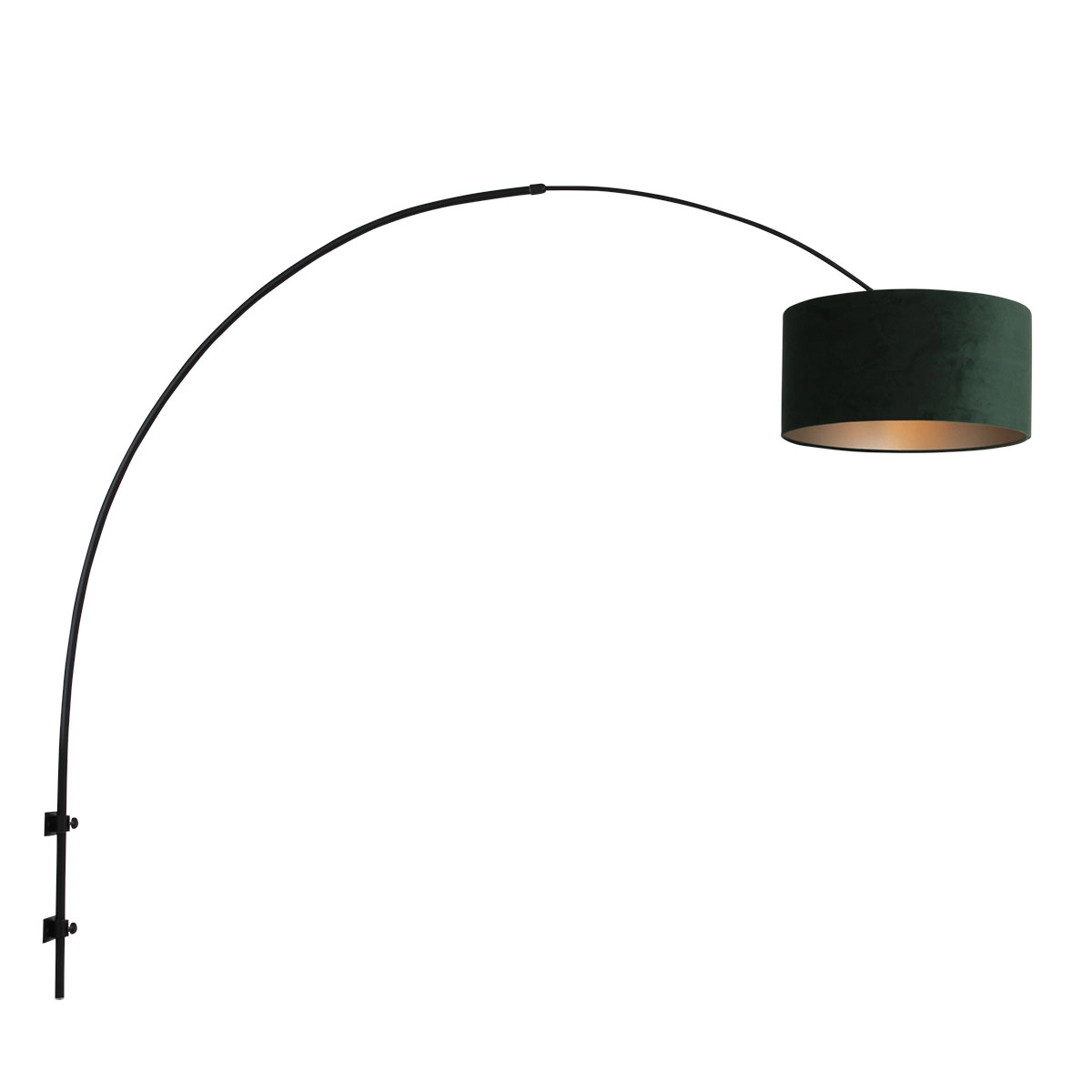 Wandbogenlampe Sparkled Schwarz mit grünem Samtton