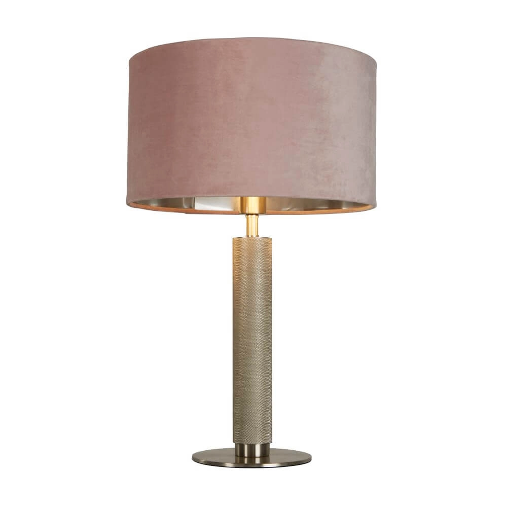 Goldene Tischlampe London mit rosa Kapuze Searchlight 5053423248431