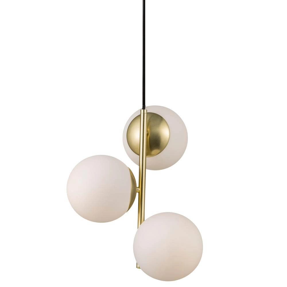 Pendelleuchte Lilly 3-flammiges Gold mit weißer Kugel Nordlux 5701581459083