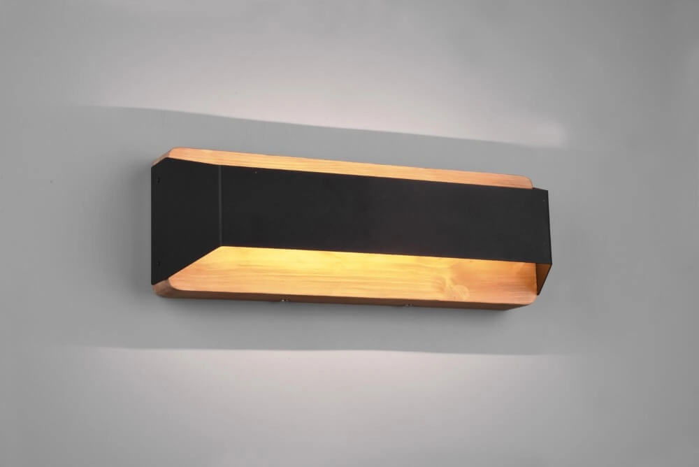 Wandlampe Arino 35 cm schwarz mit Holzbraun Trio 4017807502787