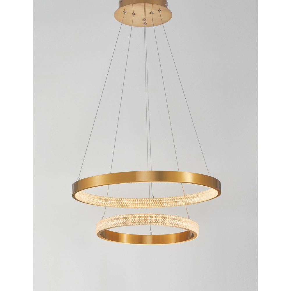 Pendelleuchte Preston gold Ø 60cm doppelt