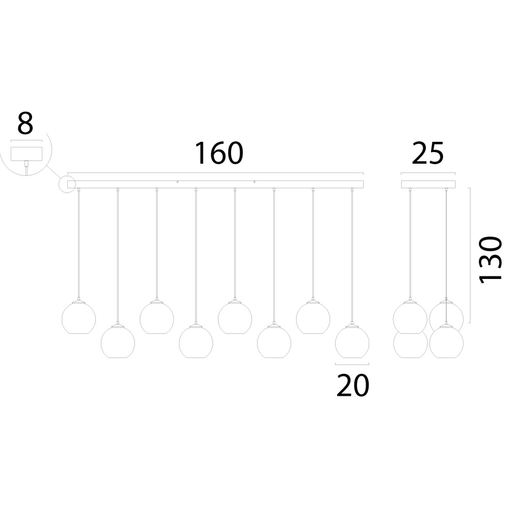 8-Licht Pendellampe Corda Rattan Ø 20cm Masterlight 8718121353715
