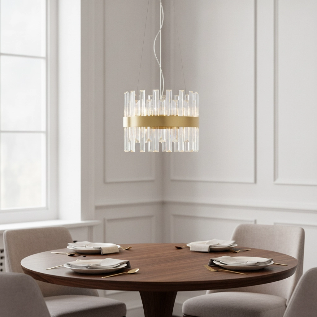 Goldene Pendellampe Crown Ø 35cm