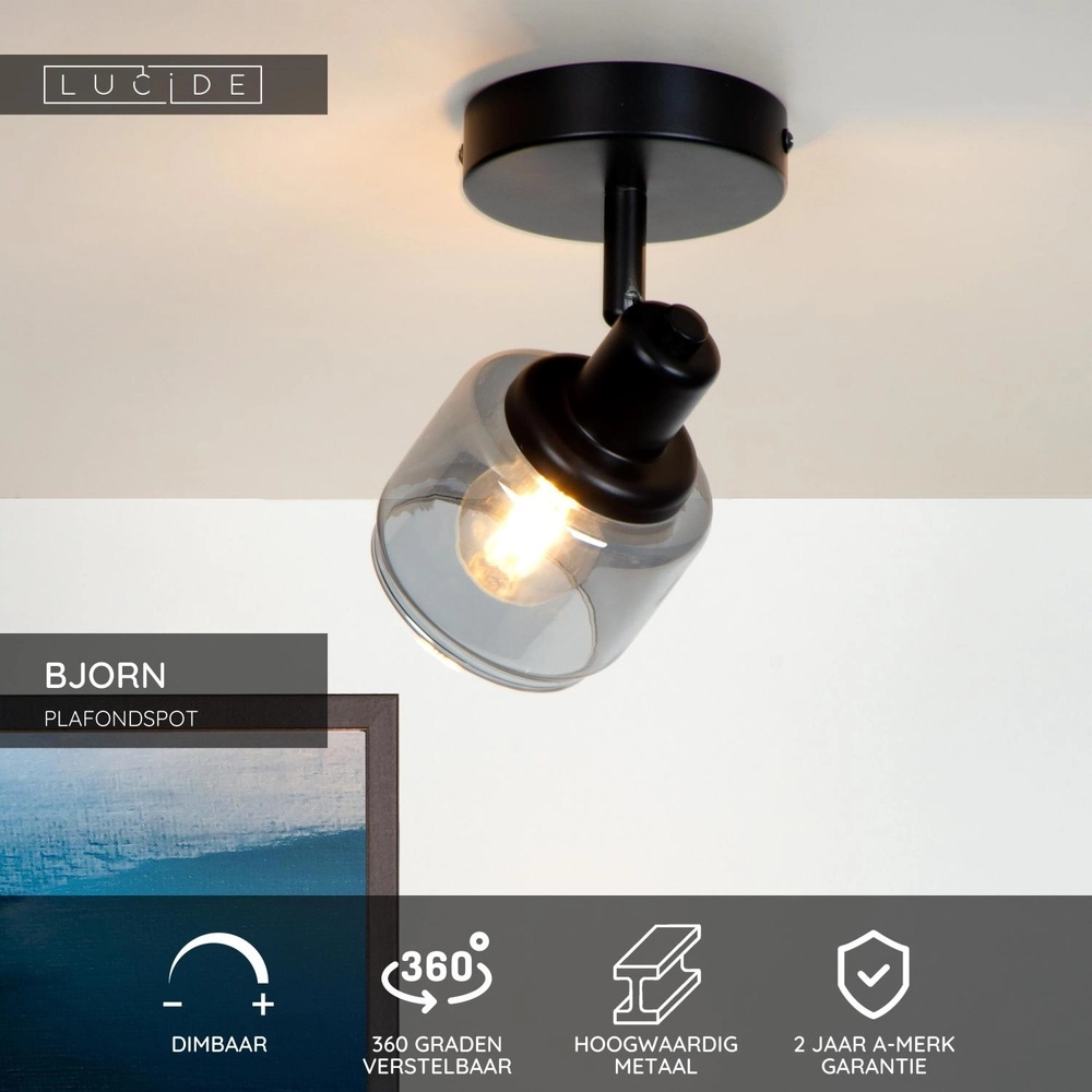 Deckenlampe Bjorn Single Black Lucide 5411212771216