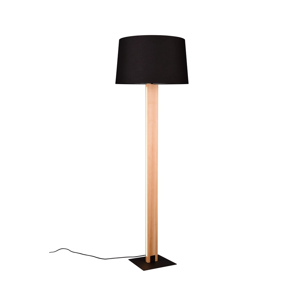 Stehlampe Rahul Design schwarz mit Holz Trio 4017807600476
