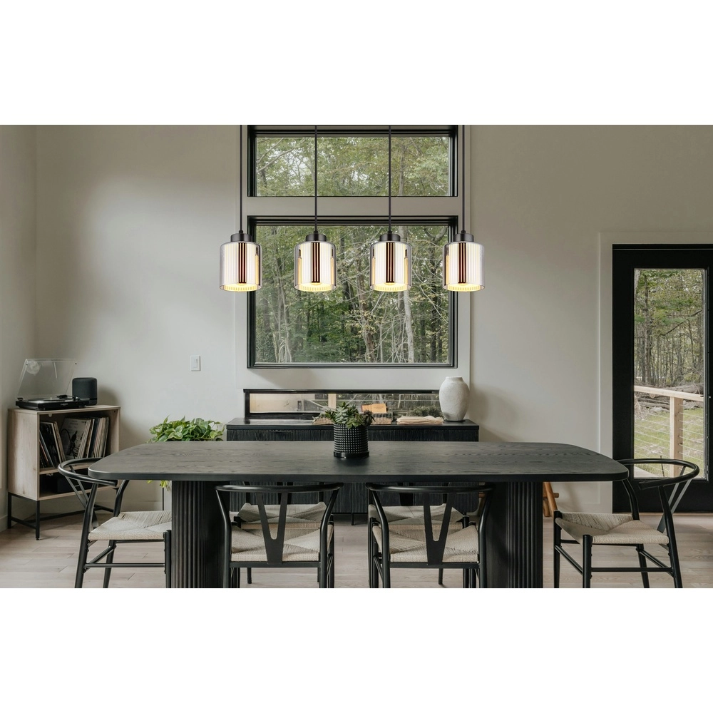Design-Pendellampe Felicia Gunmetal 4-Lighter Globo 9007371525966