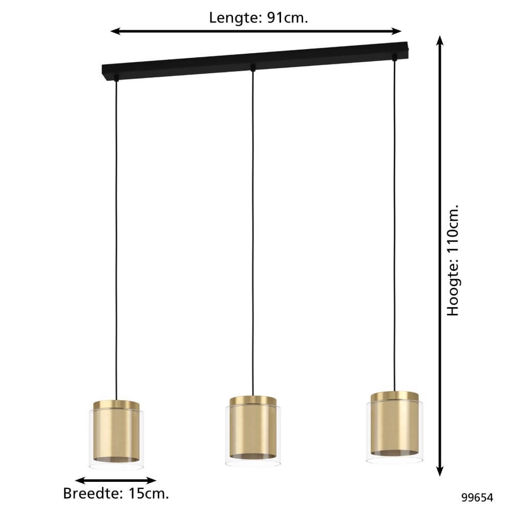 Esstischlampe Lagunitas Gold mit Glas Eglo 9002759996543
