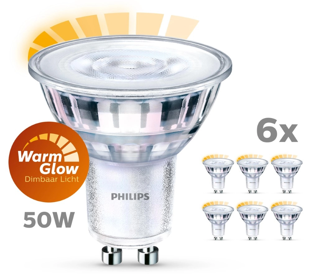 3.8W - GU10 - 2200-2700K - 350 lumen 6er Set Philips 8718696721674