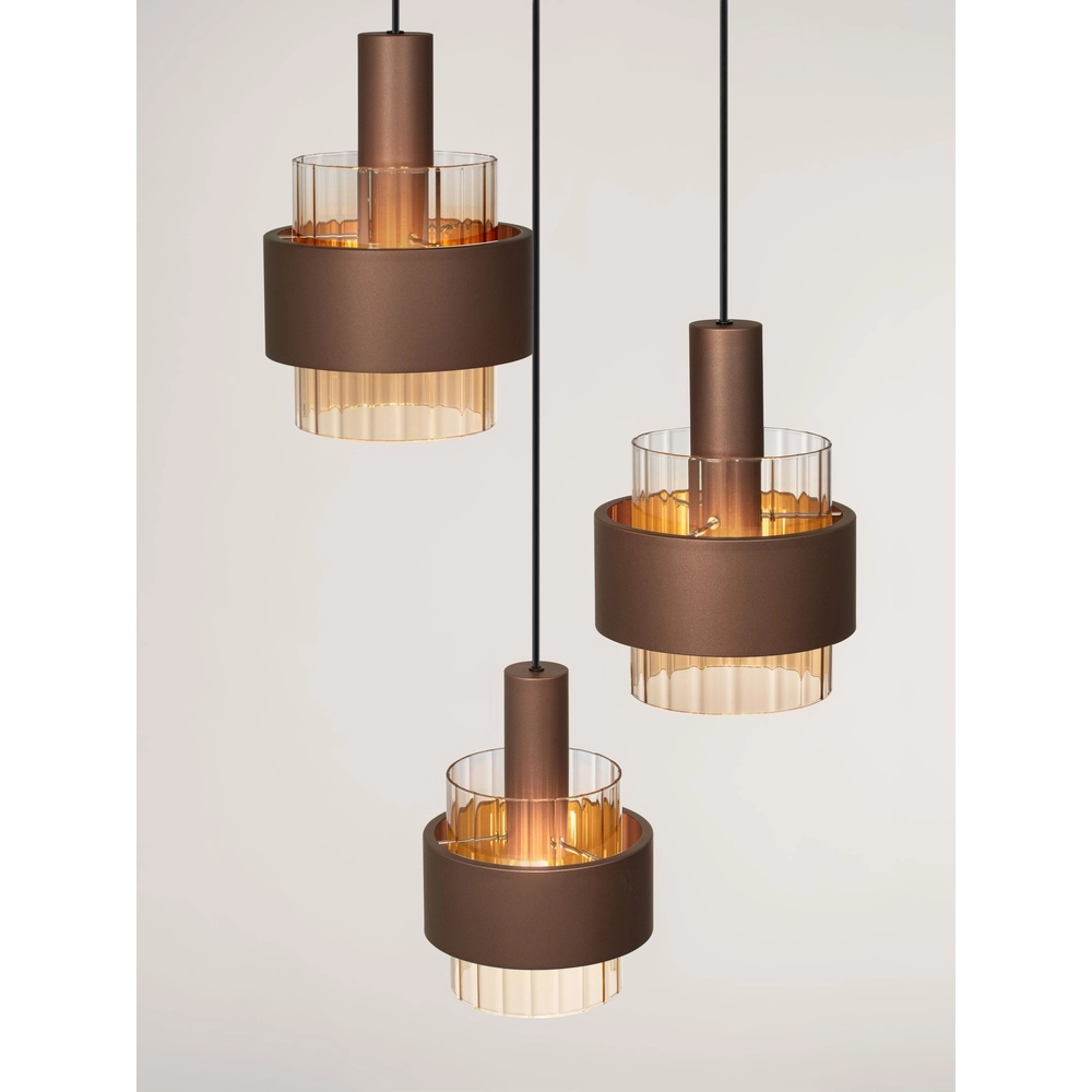 Moderne Pendellampe Serena 3-hell Kaffeebraun Lyora 5212063501140