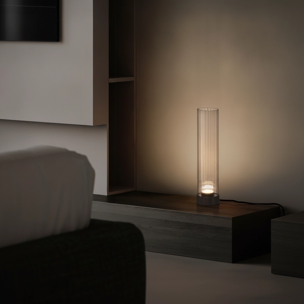 Design-Tischlampe Brielle Anthrazit mit Mokka-Glas