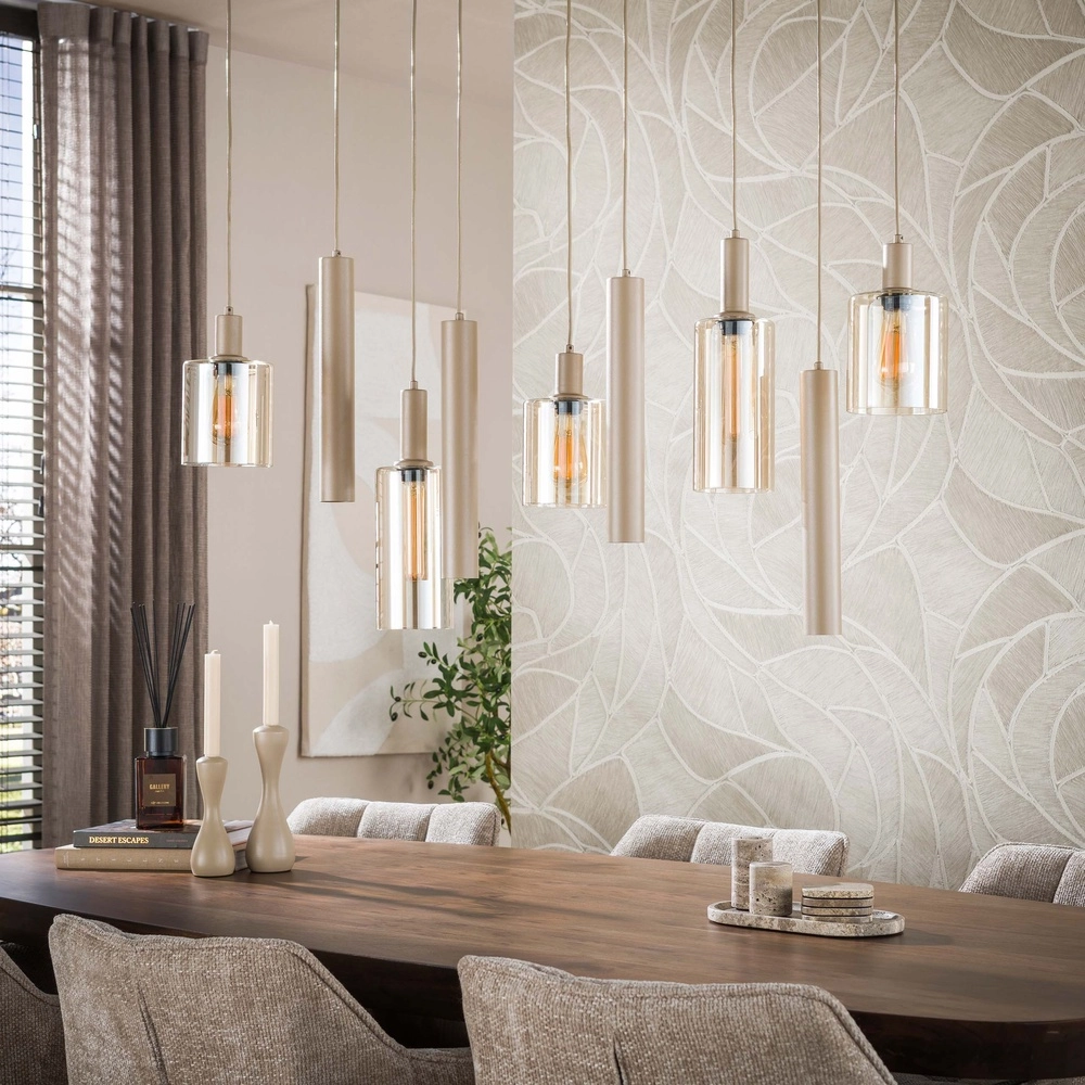 Design-Pendellampe Sepiora 9-helles Sandbraun Lyora 8716803515307