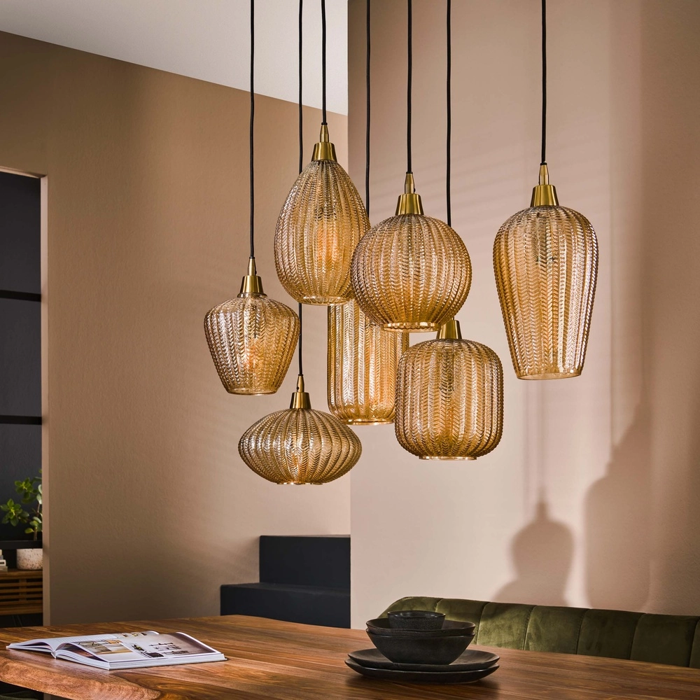 Essaal-Pendellampe V-Shape 7-Licht – geripptes Glas Lyora 8716803511149
