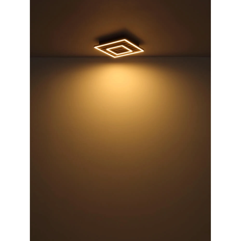 Deckenlampe Woody schwarz mit Holzrechteck Globo 9007371513574