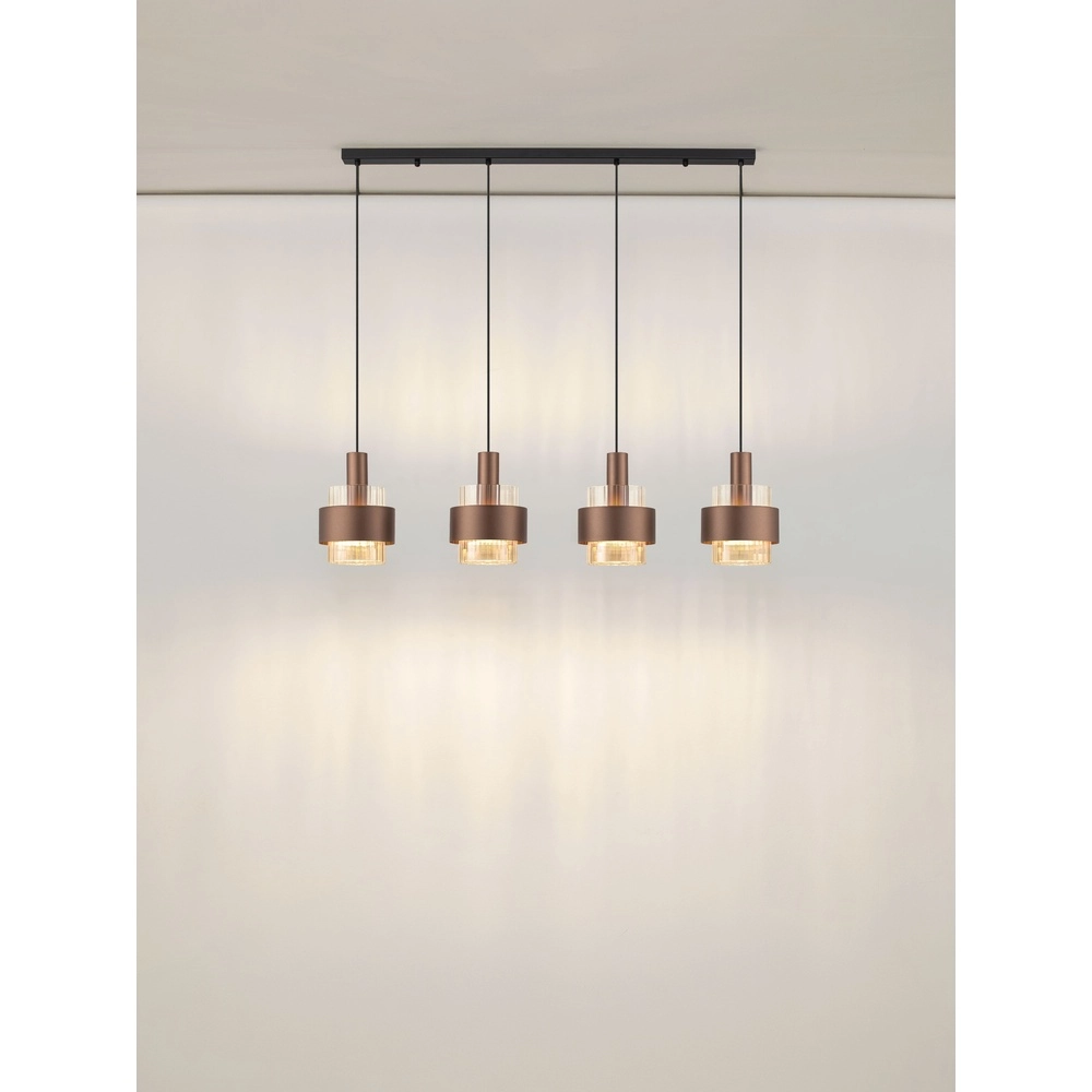 Moderne Pendellampe Serena 4-helles Kaffeebraun Lyora 5212063501157