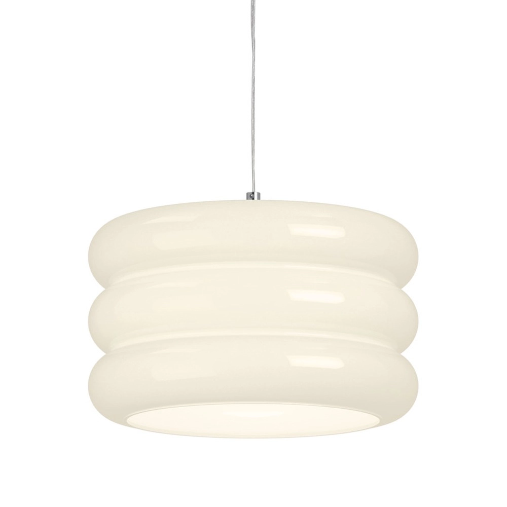 Design-Pendellampe Tortora Chrom mit weißem Ø 30cm
