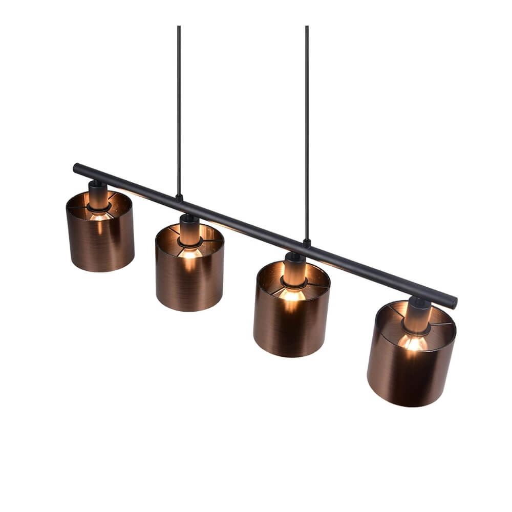 4-flammige Pendelleuchte Jason schwarz mit Kupferbronze Trio 4017807641172