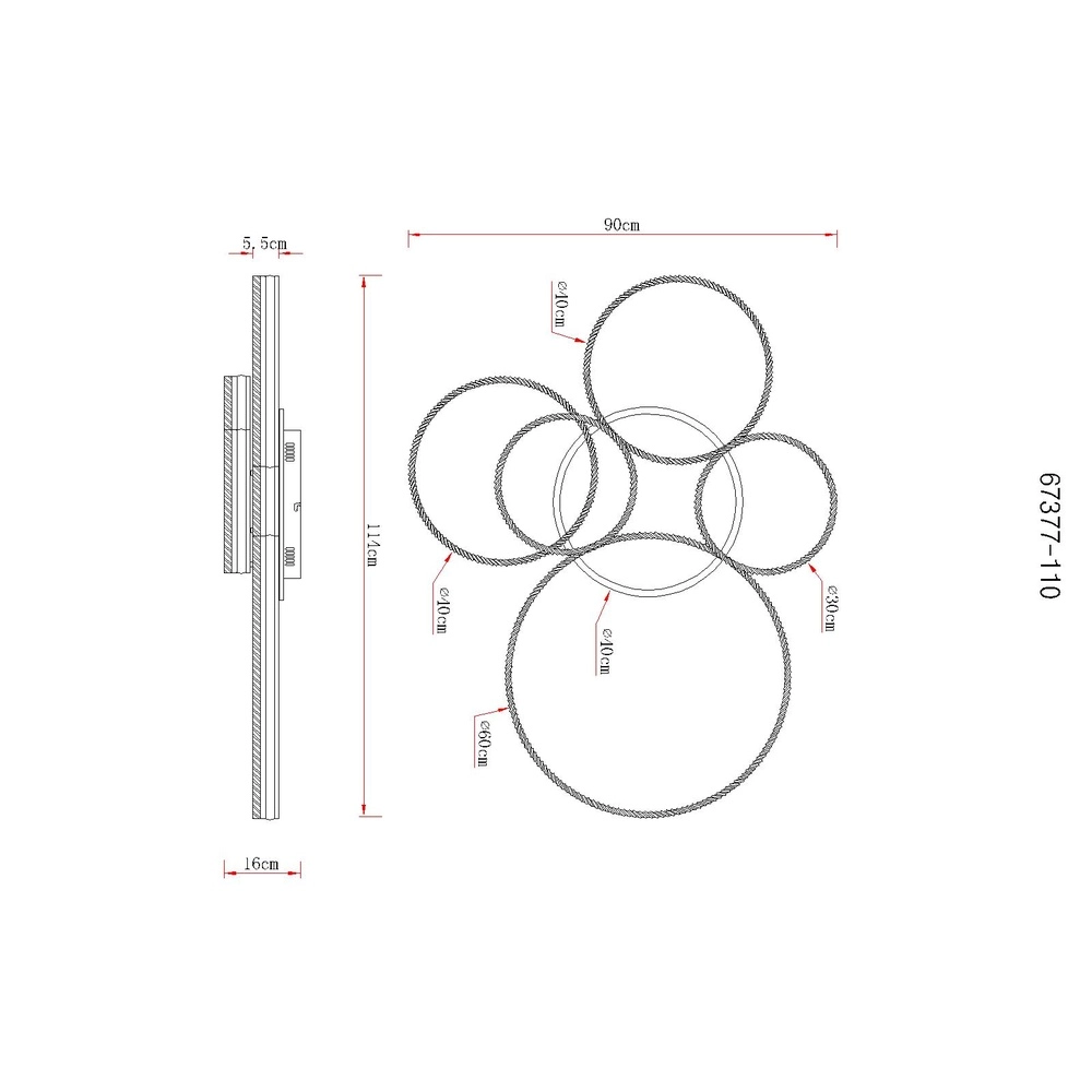 Deckenlampe Francine Gunmetal 5 Ringe Globo 9007371580644