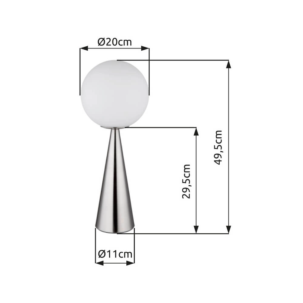 Tischlampe Pinpal Nickel mit weißem konvexem Glas Globo 9007371450343