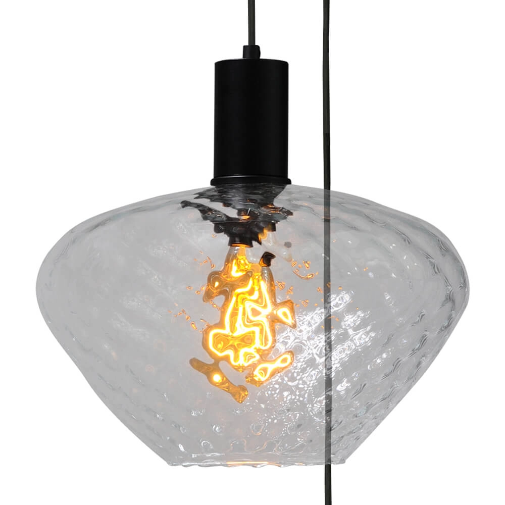 3-flammige Loft-Hängelampe - Schwarz - Porto mit klaren Blossom-Gläsern Masterlight 8718121270784