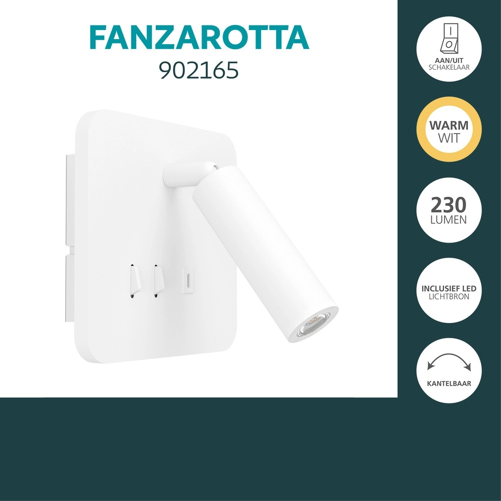 Nachttischlampe Fanzarotta Weißes Quadrat Eglo 9008606356850