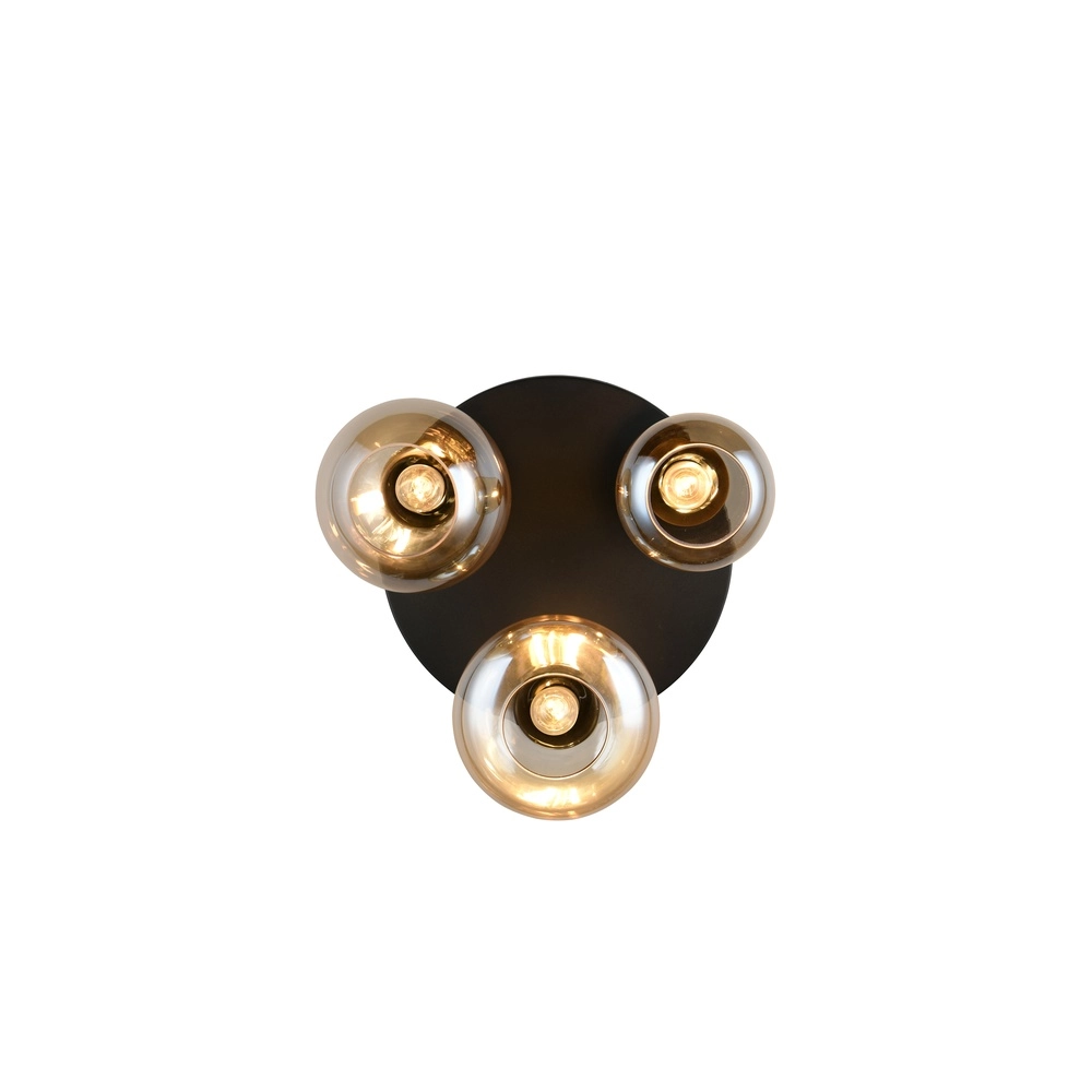 3-flammige Deckenleuchte Lumina schwarz mit Braunglas Trio 4017807663150