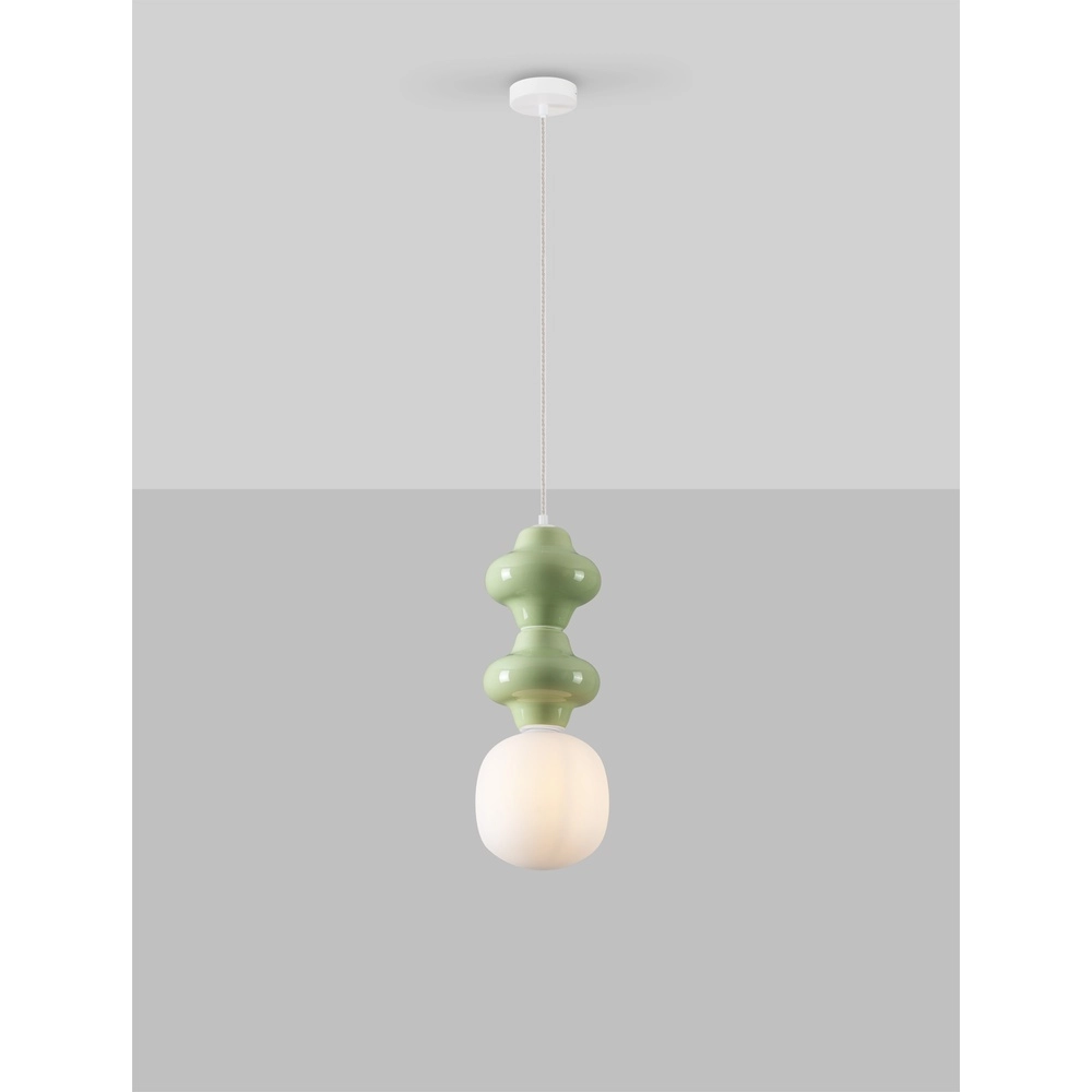 Pendelleuchte Clio M hellgrüne Keramik mit weißem Glas Lyora 5212017461278