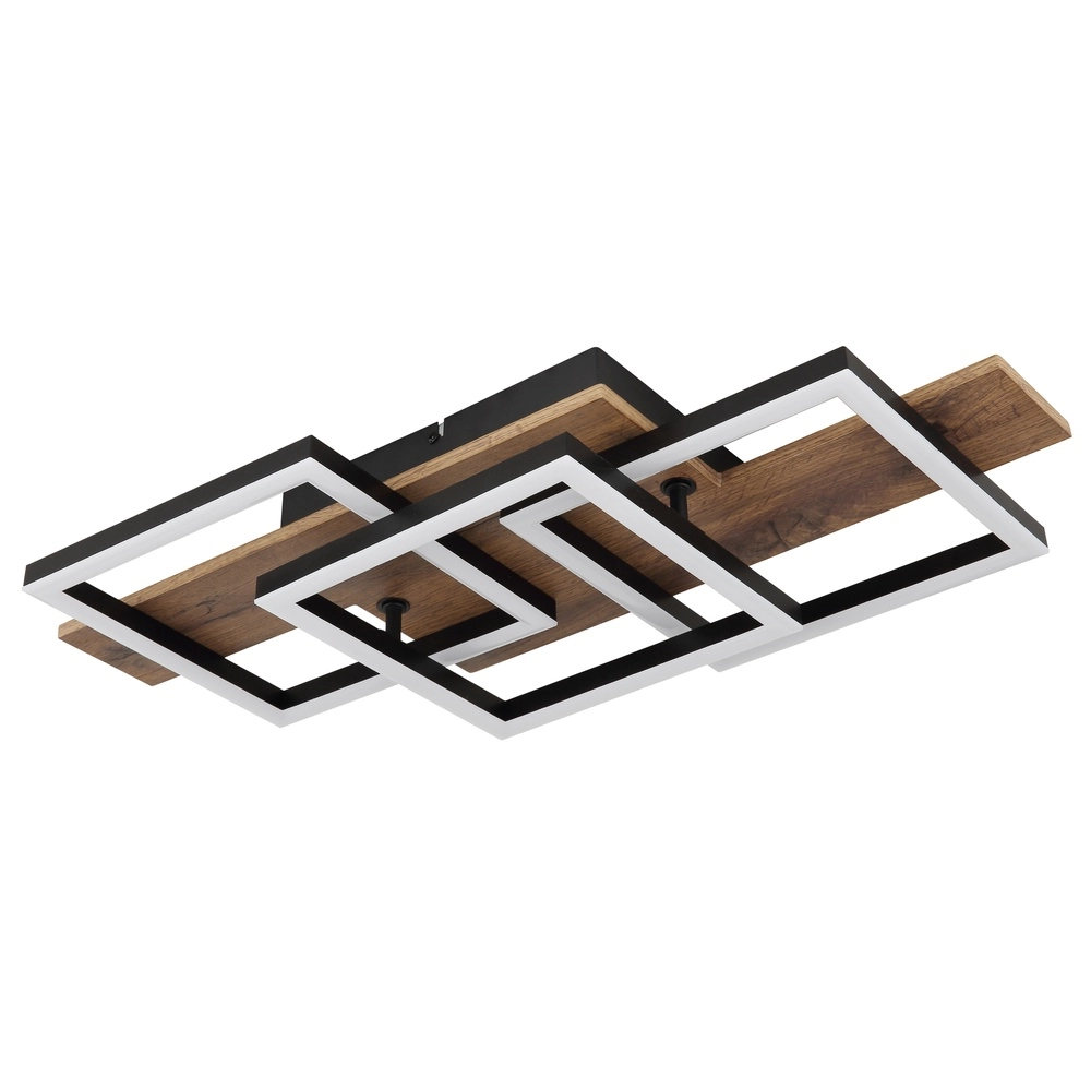 Design-Deckenlampe Jeffry Schwarz mit Holz 58cm Globo 9007371510597
