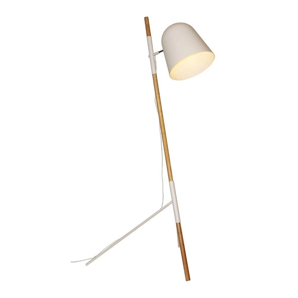 Schlanke Stehlampe Sensa Stativ weiß mit Holz
