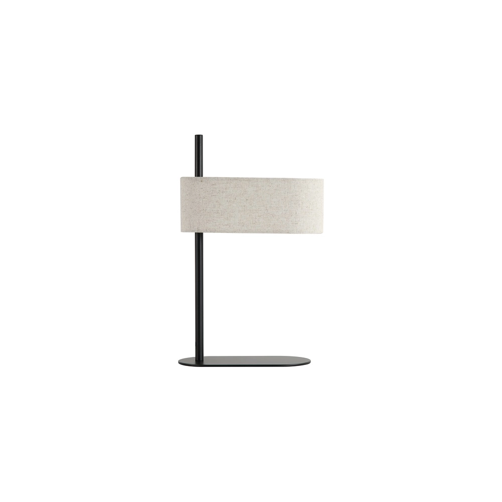 Tischlampe Hessian schwarz mit Leinenschirm