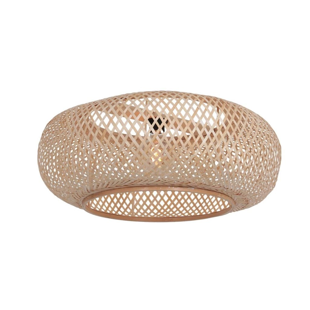 Weiße Bogenlampe Maze Naturel mit Rattanhaube Steinhauer 8712746185812