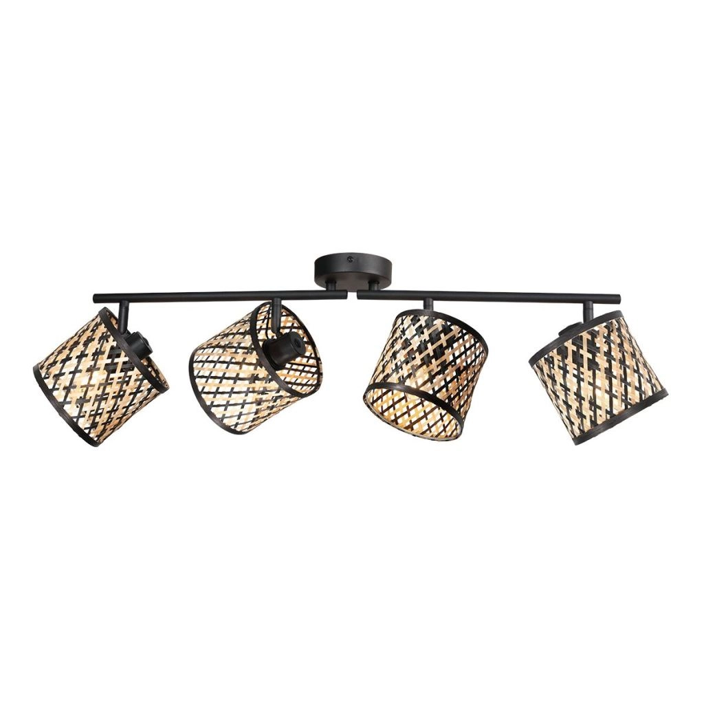 Deckenlampe 4-Licht Sumba mit Bambusschirmen Ø12 cm