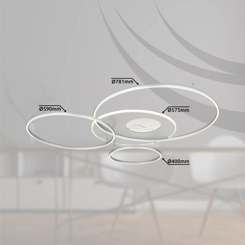 Deckenlampe Invertina Silbergrau 126 cm Globo 9007371450015