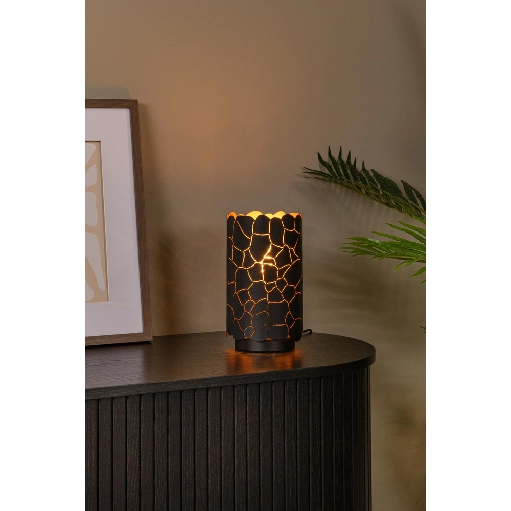 Tischlampe Almelo schwarz mit Gold innen Ø 15 cm Lucide 5411212211903