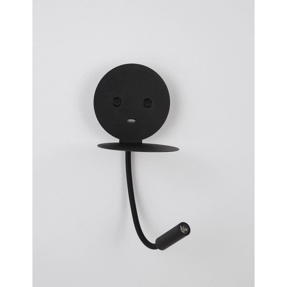 Nachttischlampe Eclip Schwarz mit USB Lyora 5212017423696