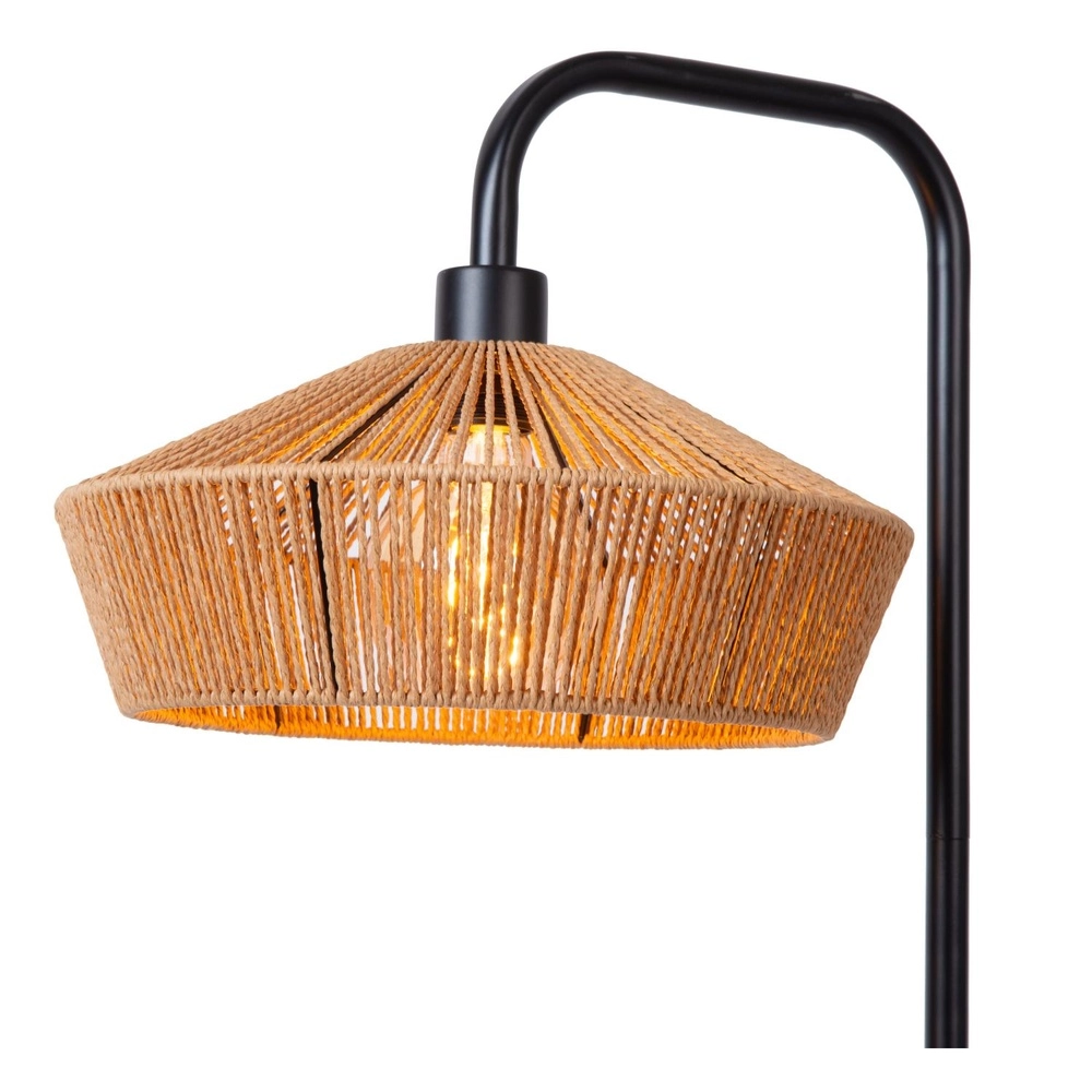 Stehlampe Yunkai Schwarz mit Rattan Lucide 5411212106209