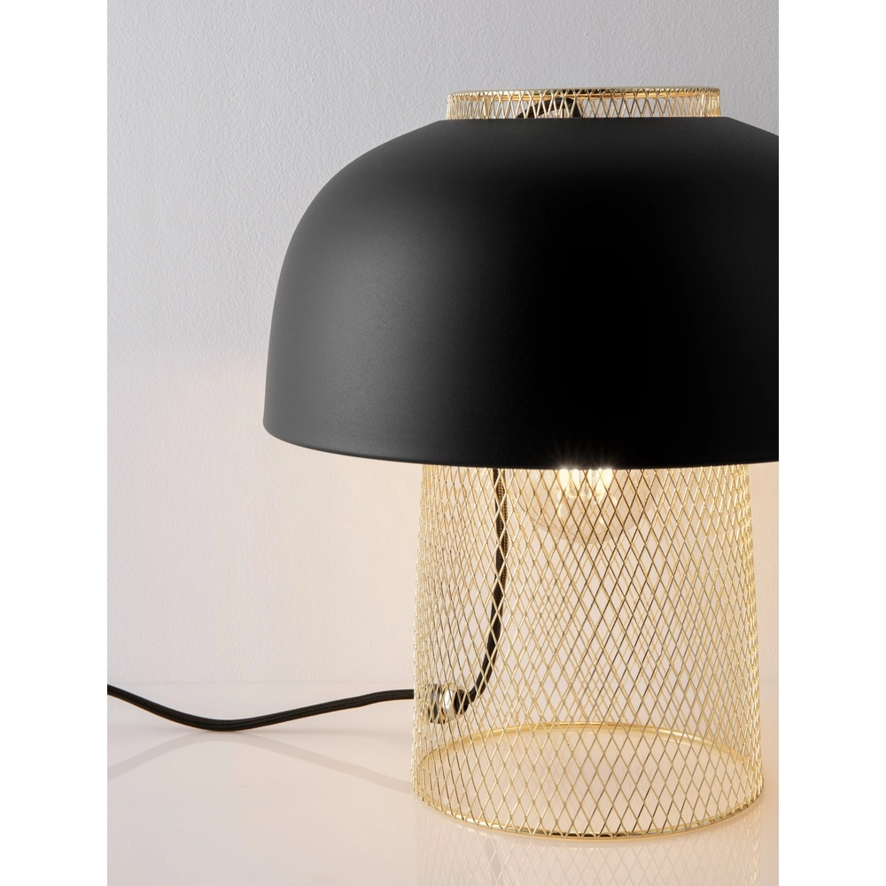 Tischlampe Sqube schwarz mit gold Lyora 5212017454782