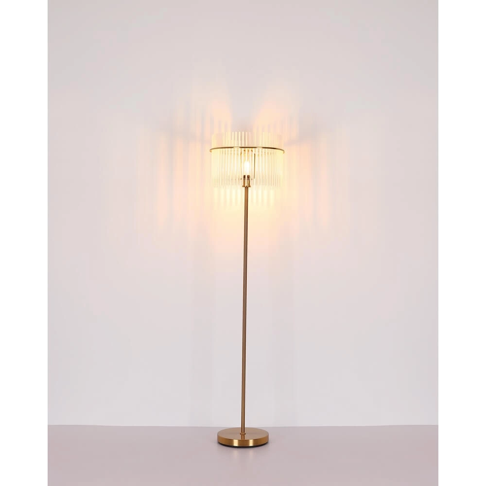 Goldene Stehleuchte Gorley mit Glas Ø 38cm Globo 9007371446810